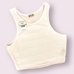 Free People High Neck Ribbed White Crop Top Size Large Intimately Free New NWT